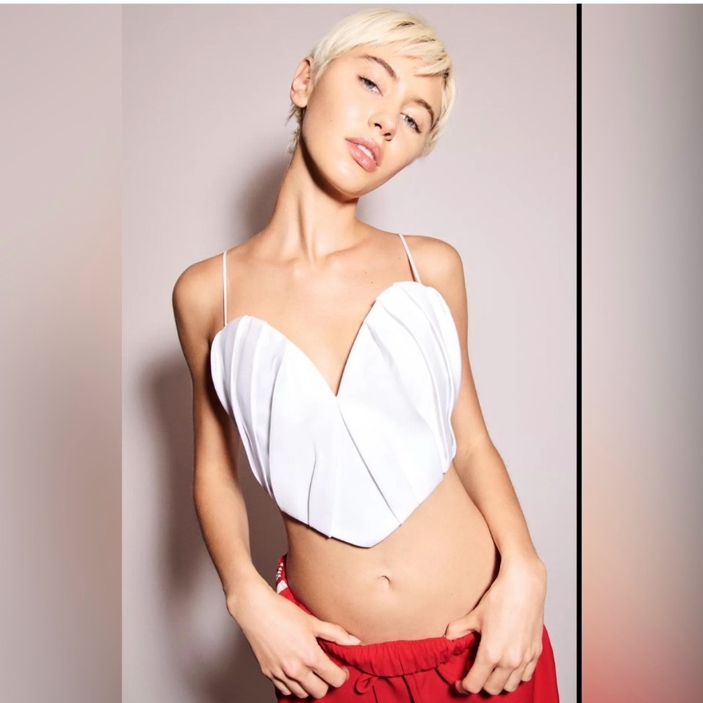 Zara White Heart Crop Top